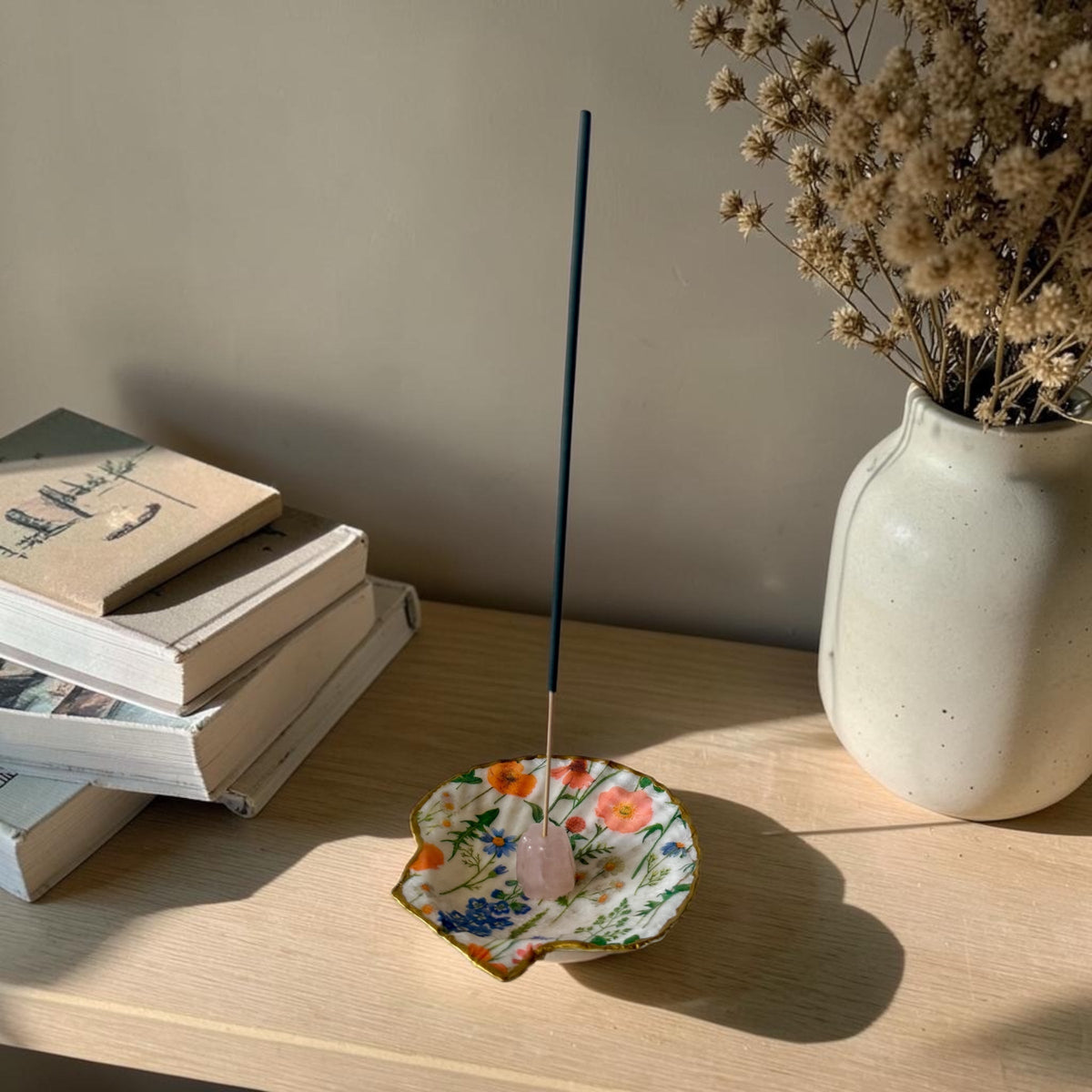 Wildflower Meadow Shell Incense Burner | Handmade Floral Scallop Shell Incense Holder