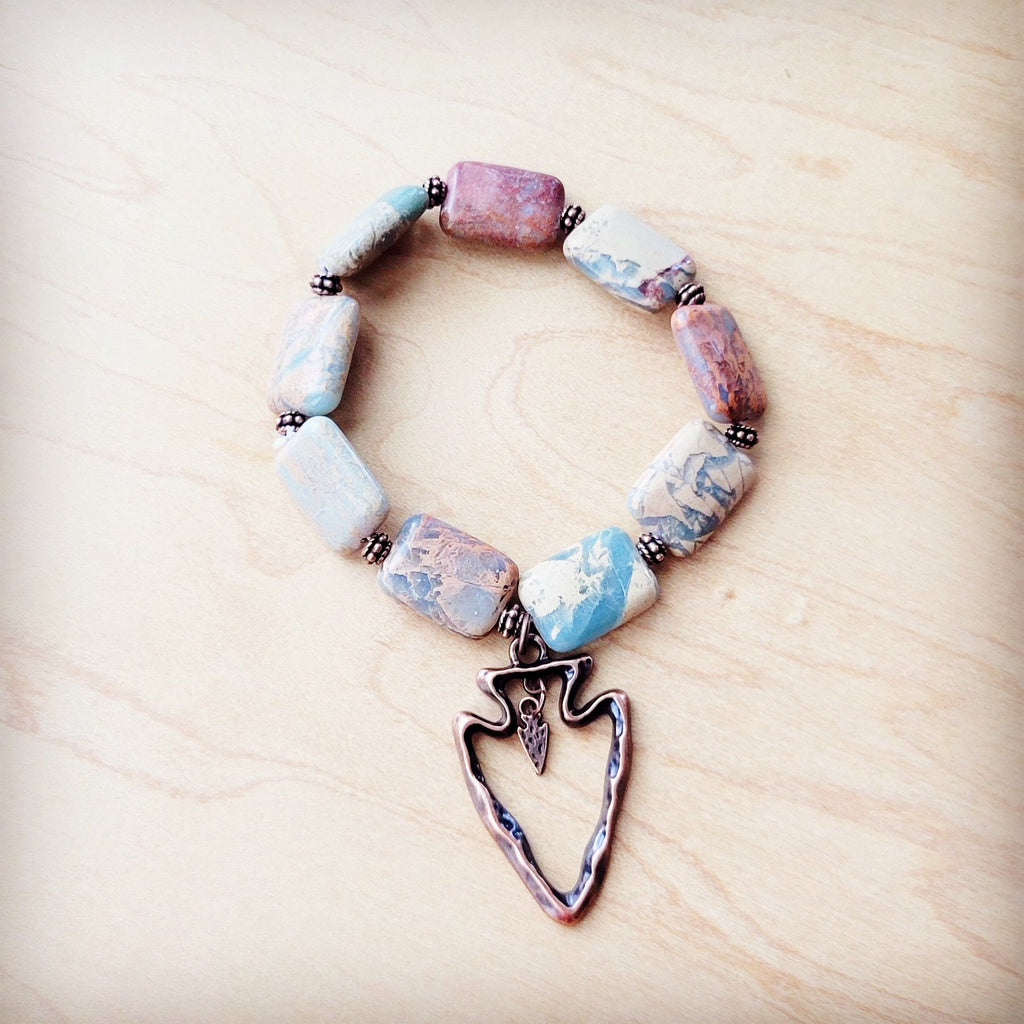 Aqua Terra Beaded Bracelet w/ Copper Arrow 810v