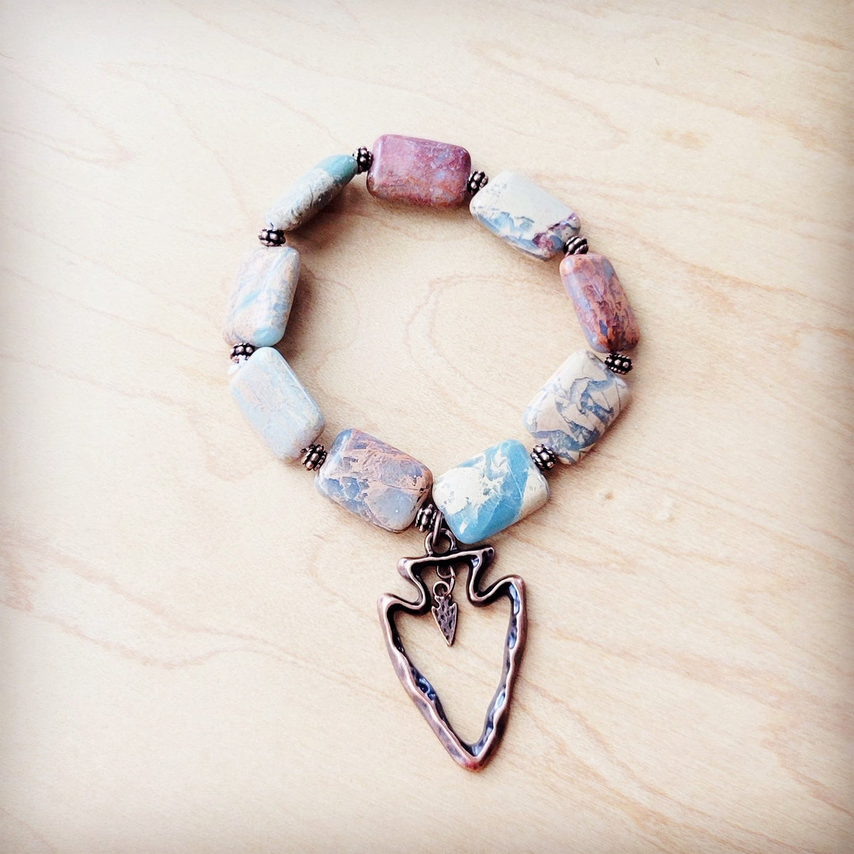 Aqua Terra Beaded Bracelet w/ Copper Arrow 810v