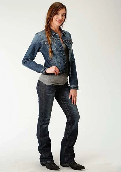Roper Stretch Fabric (Medium Wash) - Women's Denim Jacket