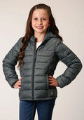 Roper Girl's Lightweight Hooded Puffer Coat (Sage) - Children's Jacket