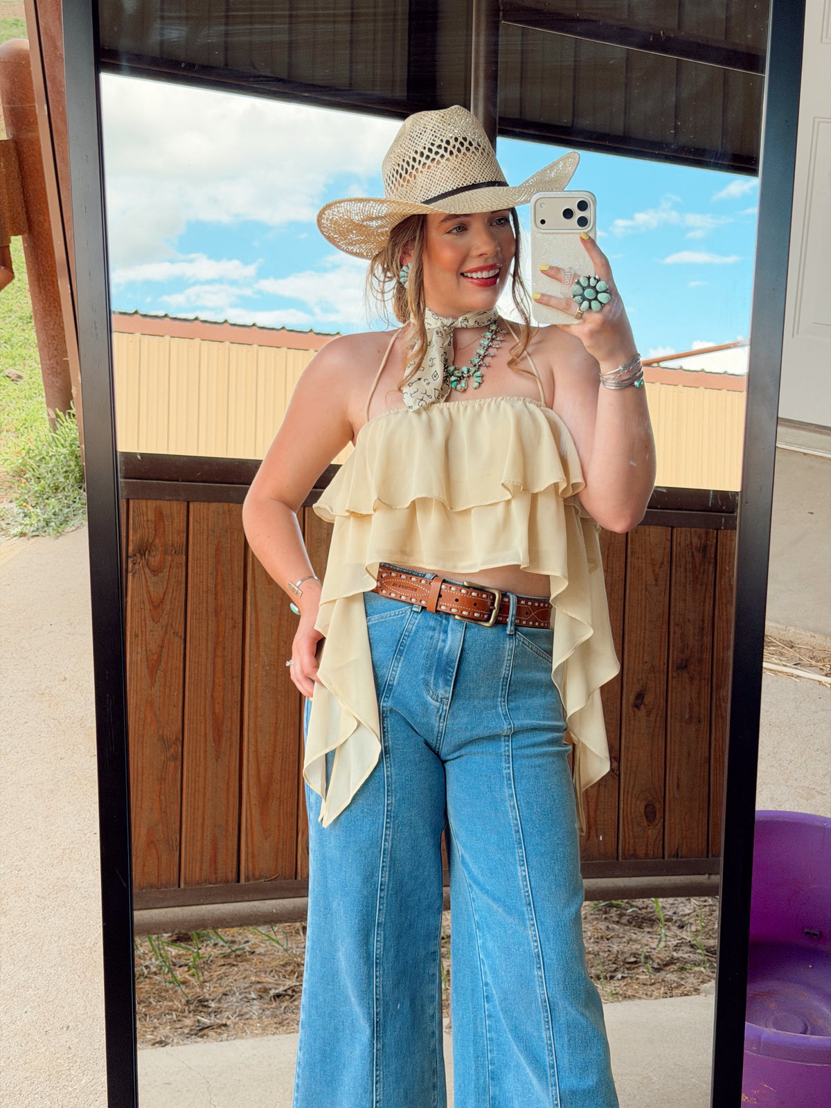 Bryn Ruffle Halter Top