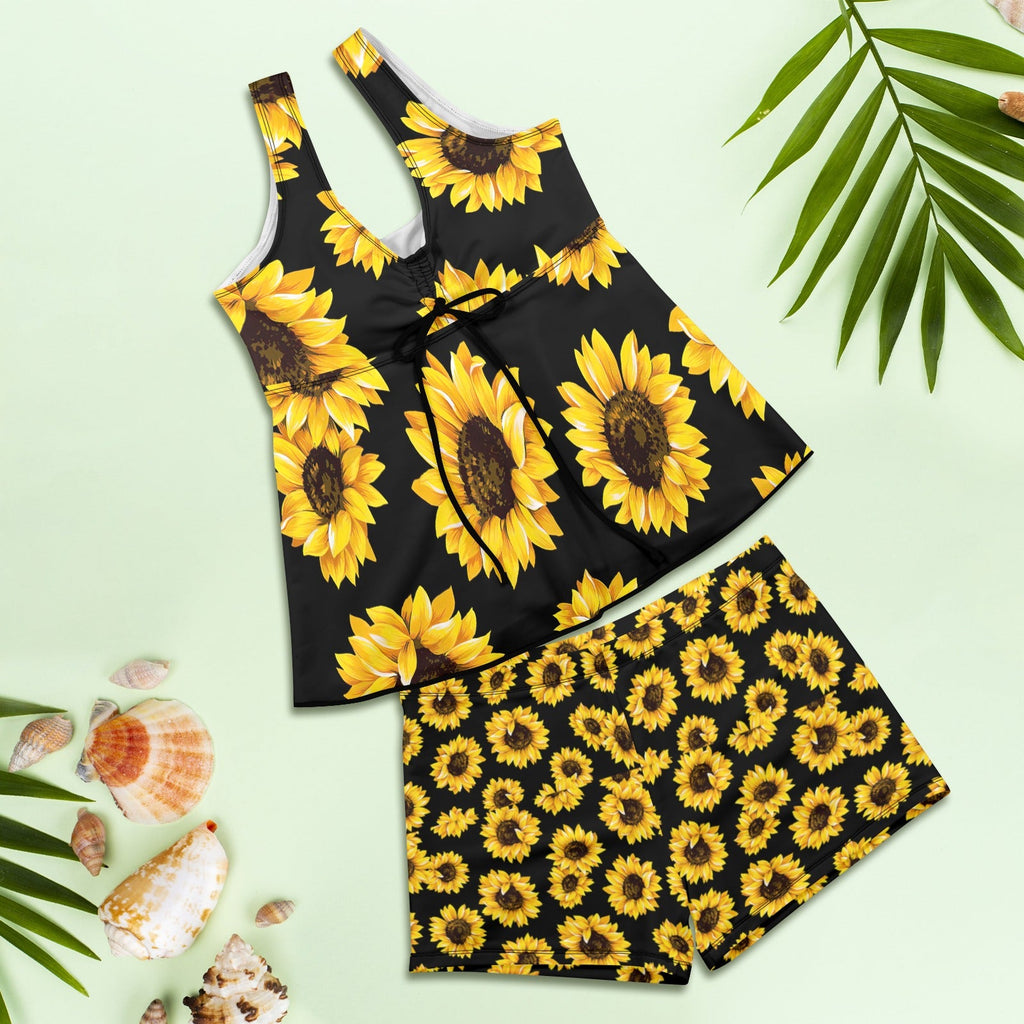Sunflowers Tankini & Boy Shorts Swim Set by Baha Ranch