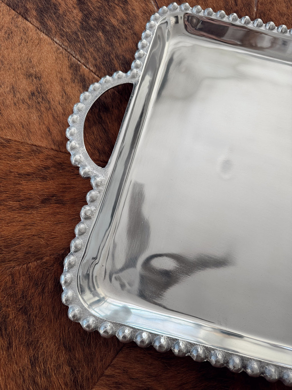 Square Beaded Handle Tray
