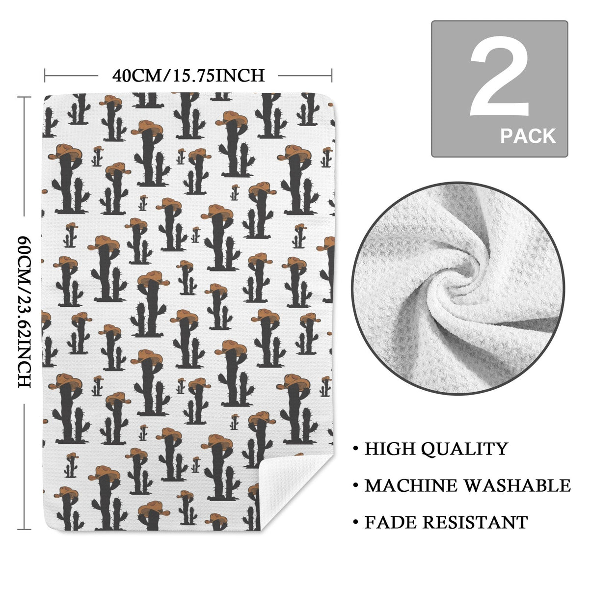 Cowboy Cactus Set of 2 Kitchen Dish Towels by Baha Ranch