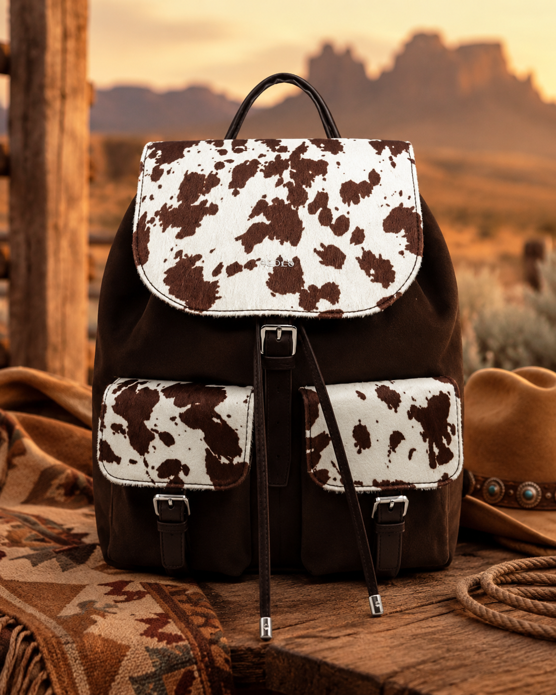 RODEO™ Brown Cow Print Back Pack / Handbag - Amazing Quality!