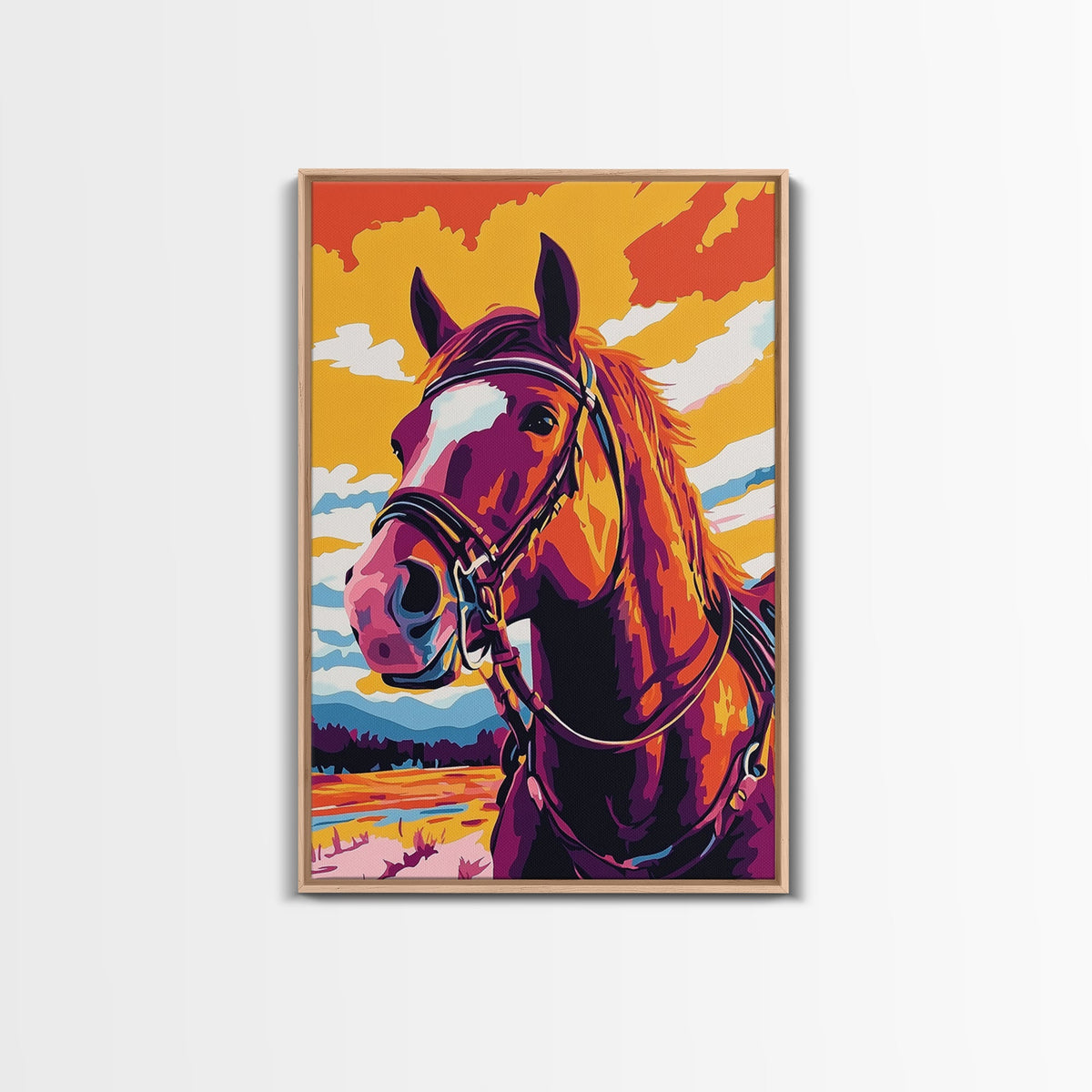 Vibrant Horse, Colorful Art, Vintage Horse Art, Pink Orange Wall Art, Canvas Print, Western Wall Art, Southwest Art, Farmhouse Decor