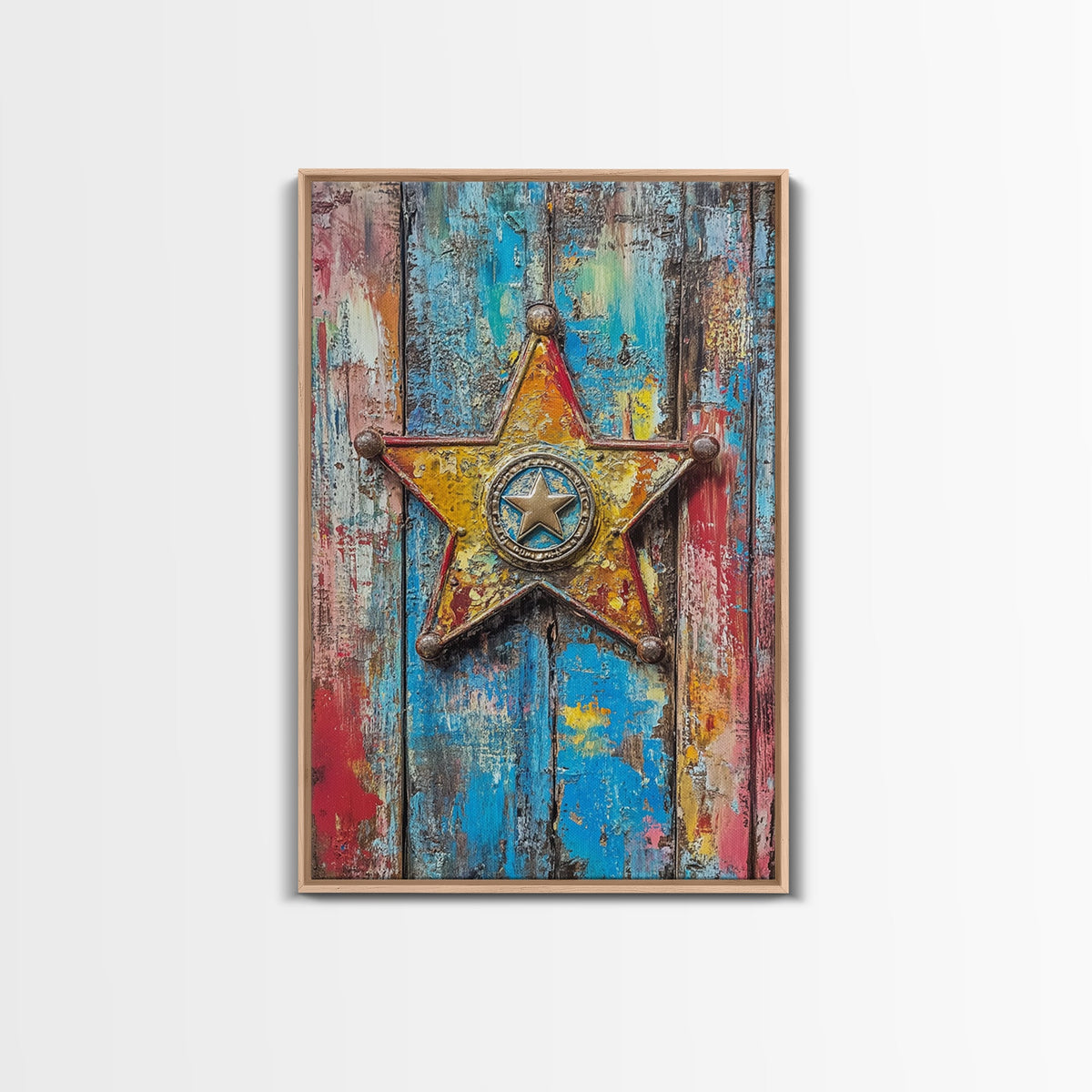 Texas Star, Western Badge, Distressed Metal Art, Cowboy Decor, Canvas Print, Rustic Wall Art, Southwest Wall Art, Vintage Decor