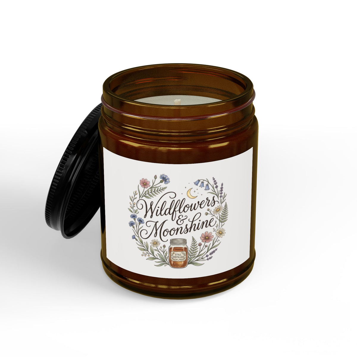Wildflowers & Moonshine Soy Candle — Scented Amber Jar (4oz & 9oz)