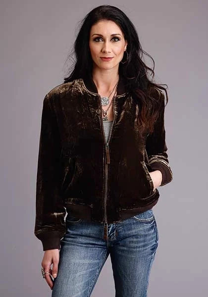 Quilted Velvet Brown Women's Bomber Jacket by Stetson