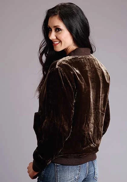 Quilted Velvet Brown Women's Bomber Jacket by Stetson