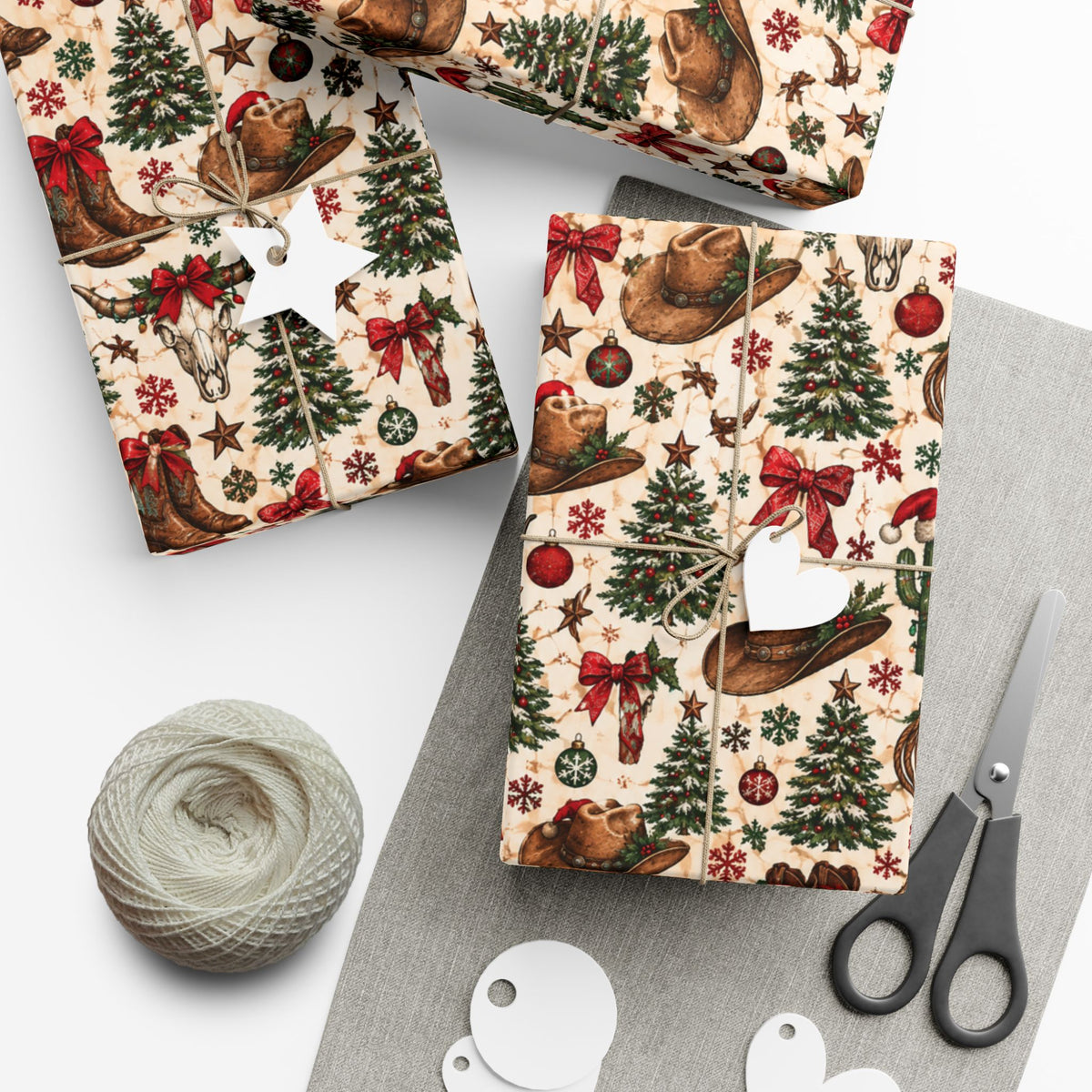 Longhorn & Lassos Christmas Wrapping Paper - Wildflowers & Moonshine Exclusive