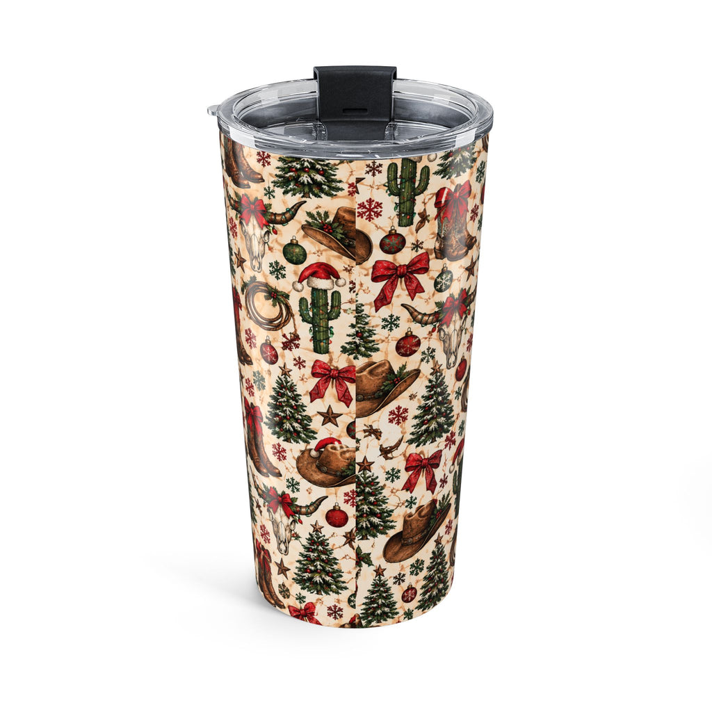 20oz Western Christmas Tumbler – Cowboy Boots, Cactus & Tree Holiday Travel Cup - Wildflowers & Moonshine Exclusive