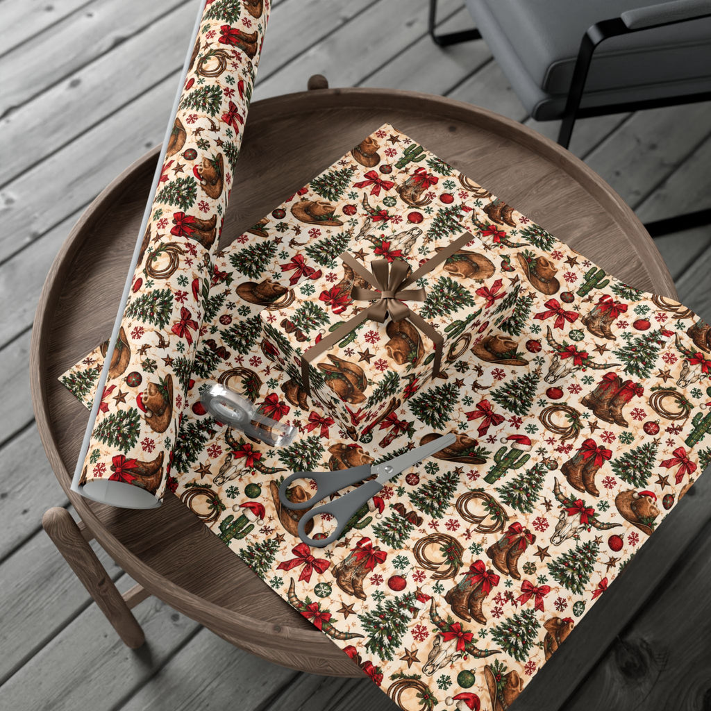 Longhorn & Lassos Christmas Wrapping Paper - Wildflowers & Moonshine Exclusive