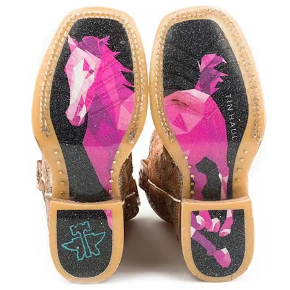 Mish & Mash / Geometric Pony Sole (Multi) - Little Kids/Big Kids Leather Cowgirl Boots by Tim Haul