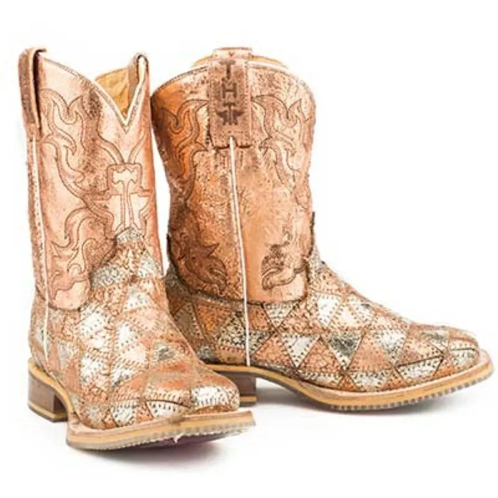 Mish & Mash / Geometric Pony Sole (Multi) - Little Kids/Big Kids Leather Cowgirl Boots by Tim Haul