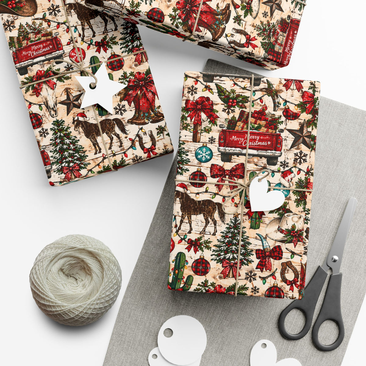 Pick-up Trucks & Horses Christmas Wrapping Paper - Wildflowers & Moonshine Exclusive