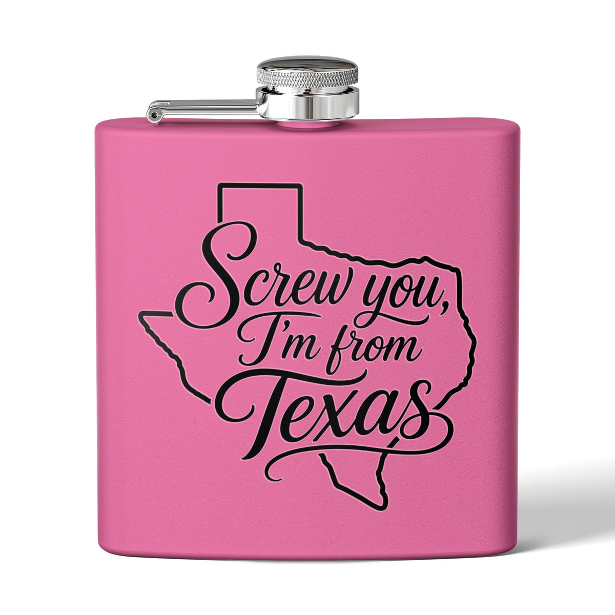Texas Stainless Flask – “Screw You, I’m From Texas” 6oz Hip Flask (Aqua) - Wildflowers & Moonshine Exclusive