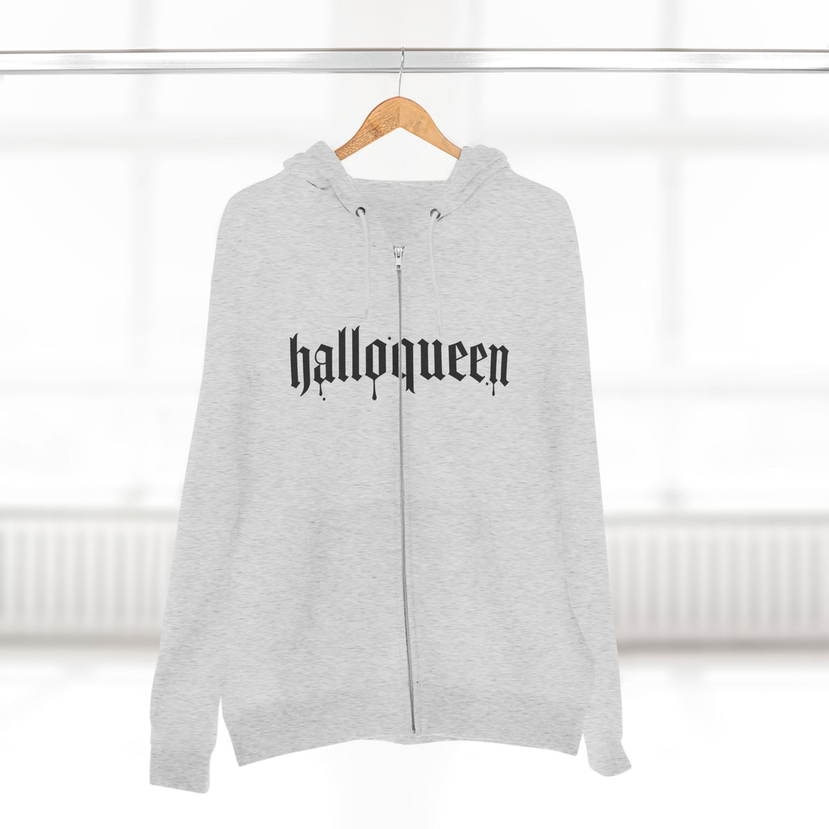 Halloqueen — Cute But Creepy Halloween Zip-Up Women's Grey Hoodie - Wildflowers & Moonshine Exclusive!