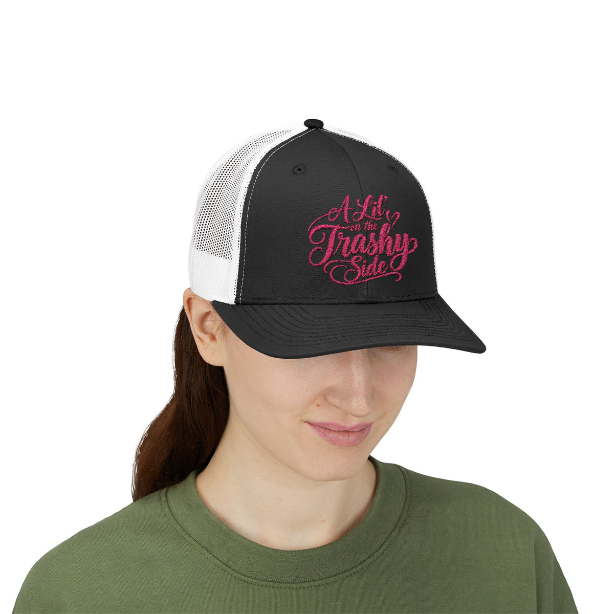 A Lil' Trashy on the Side- Rhinestone Mesh Snapback Hat