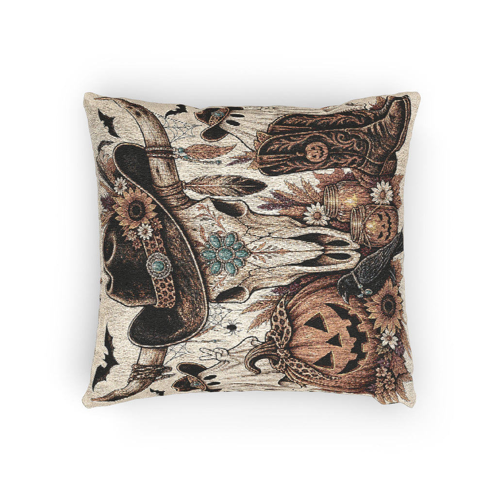 Southwestern Skull, Pumpkin & Boots Decorative Fall Throw Pillow - Wildflowers & Moonshine Exclusive!
