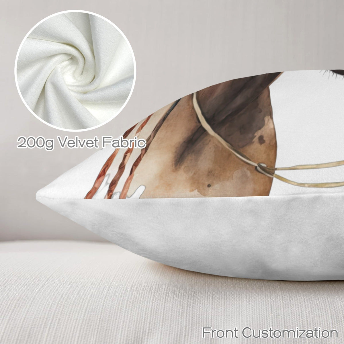 Fancy Horse on White Velvety Soft Pillow Case