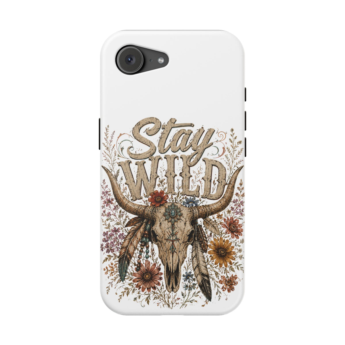 Stay Wild Apple Phone Case — Boho Skull Floral Magnetic Impact-Resistant Case - Wildflowers & Moonshine Exclusive