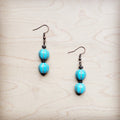 Blue Turquoise Melon Bead Earrings 220z