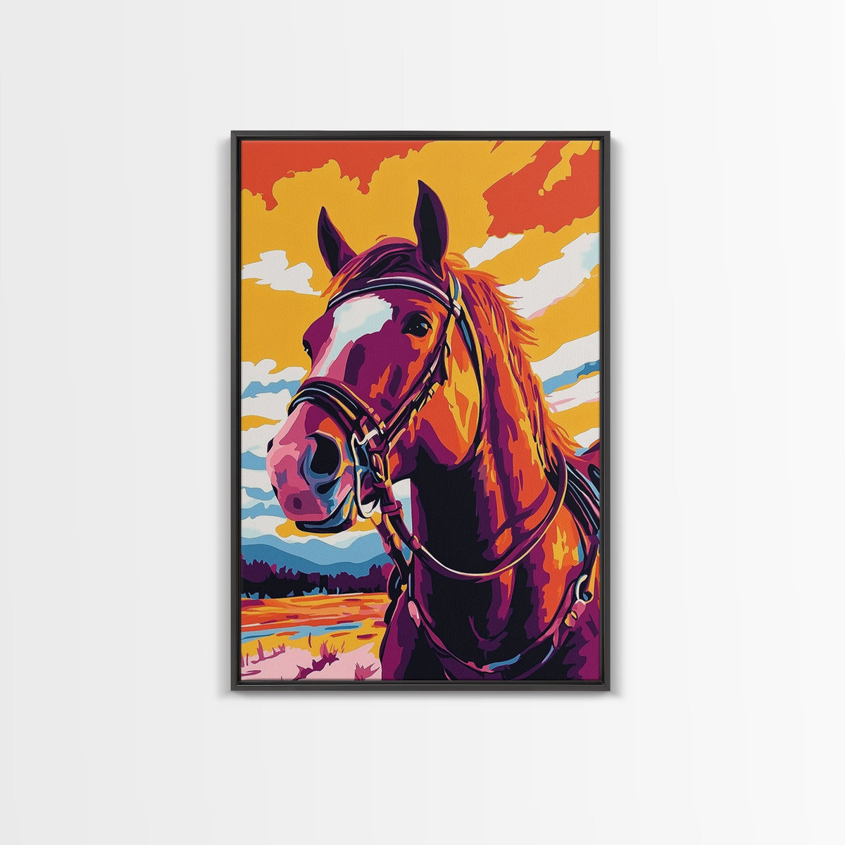 Vibrant Horse, Colorful Art, Vintage Horse Art, Pink Orange Wall Art, Canvas Print, Western Wall Art, Southwest Art, Farmhouse Decor