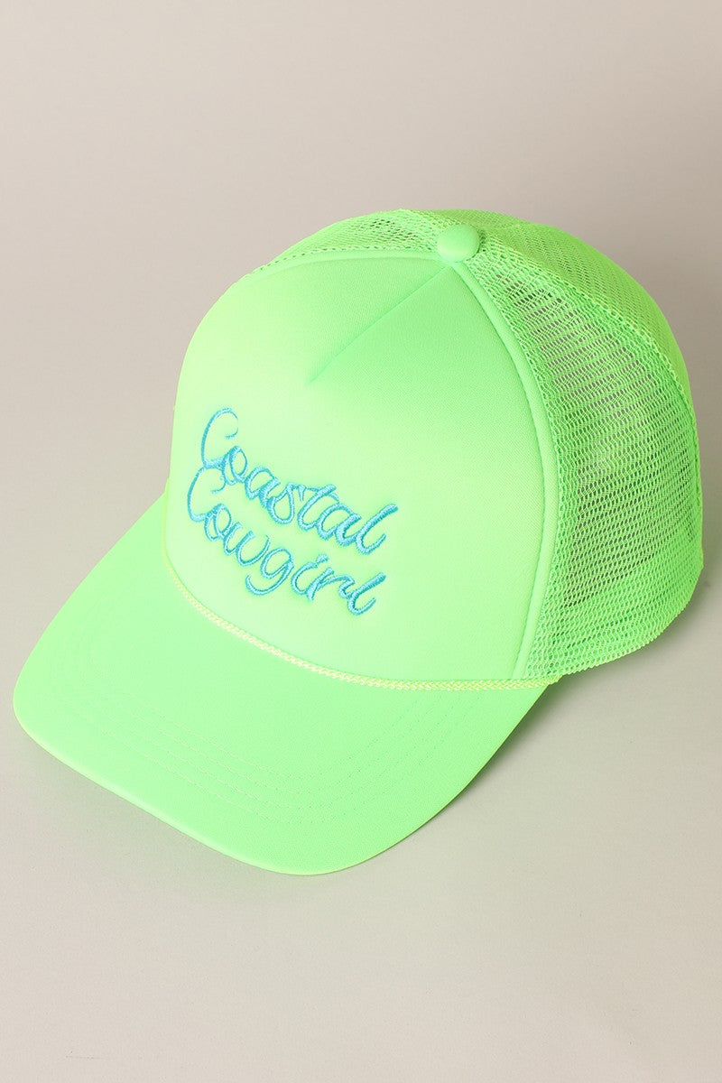 Coastal Cowgirl Neon Embroidered - Trucker Hat