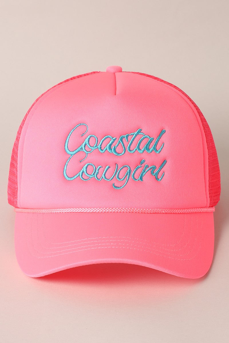 Coastal Cowgirl Neon Embroidered - Trucker Hat