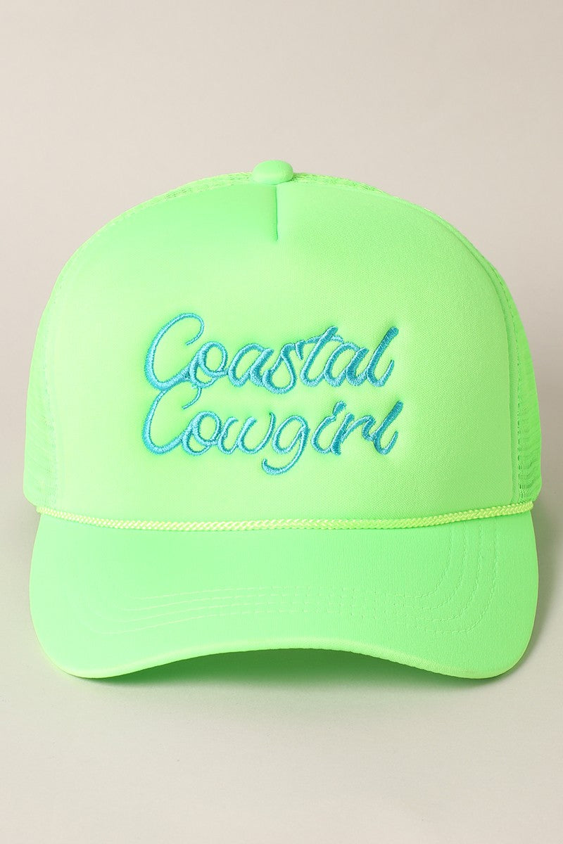 Coastal Cowgirl Neon Embroidered - Trucker Hat