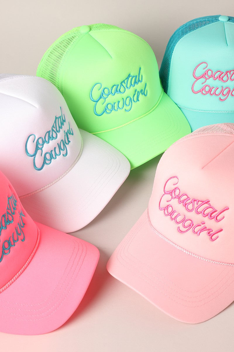 Coastal Cowgirl Neon Embroidered - Trucker Hat