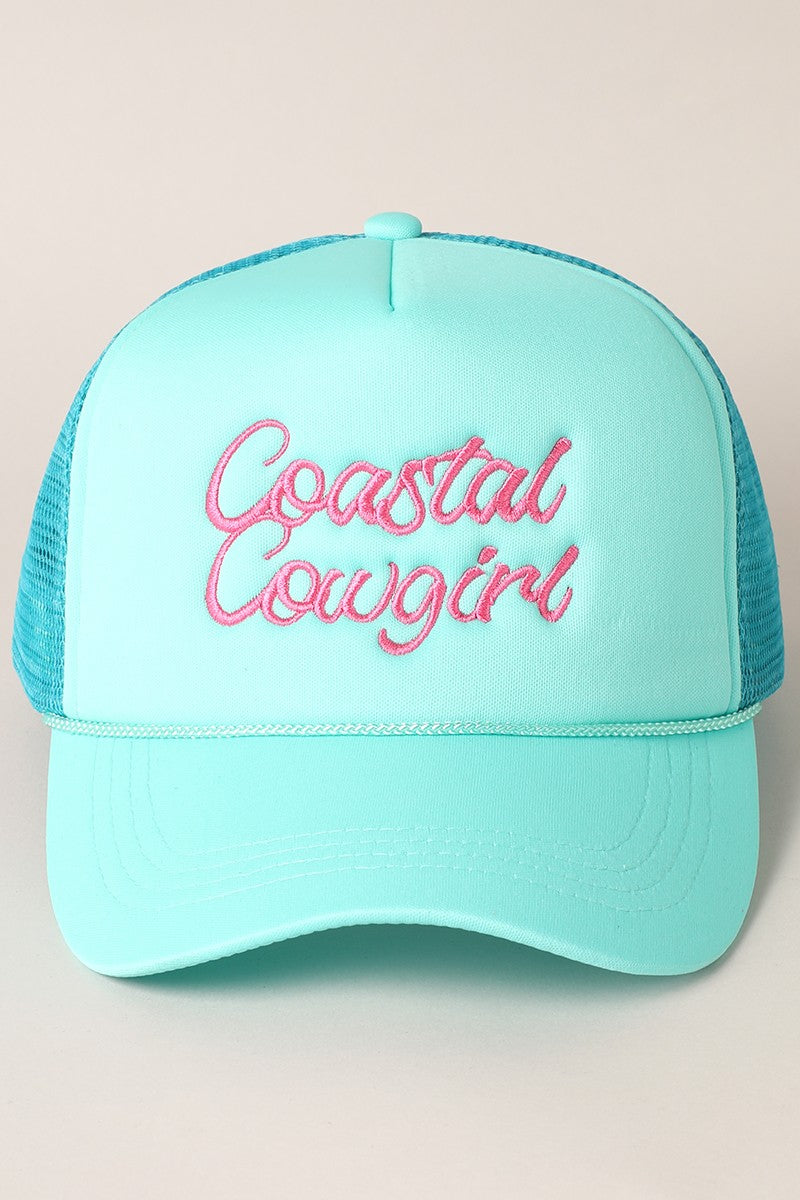 Coastal Cowgirl Neon Embroidered - Trucker Hat