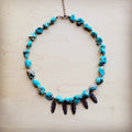 Turquoise Collar Necklace w/ Feather Pendants 259m
