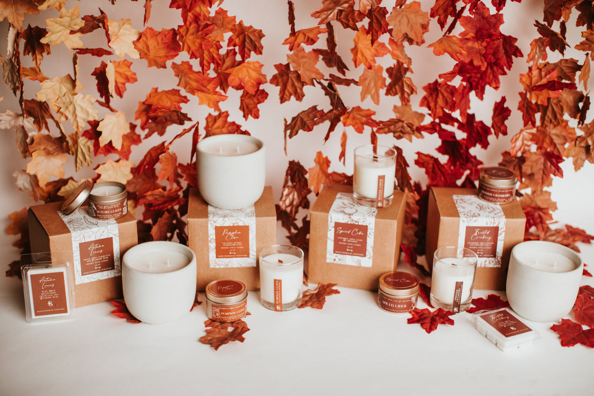 Autumn Leaves Cement Candle 22 oz