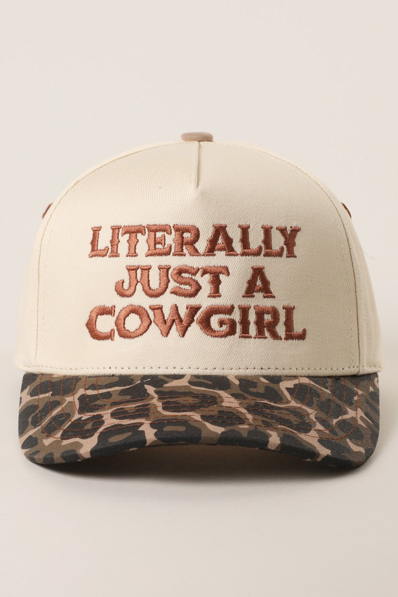 Literally Just A Cowgirl Leopard Print - Embroidered Hat