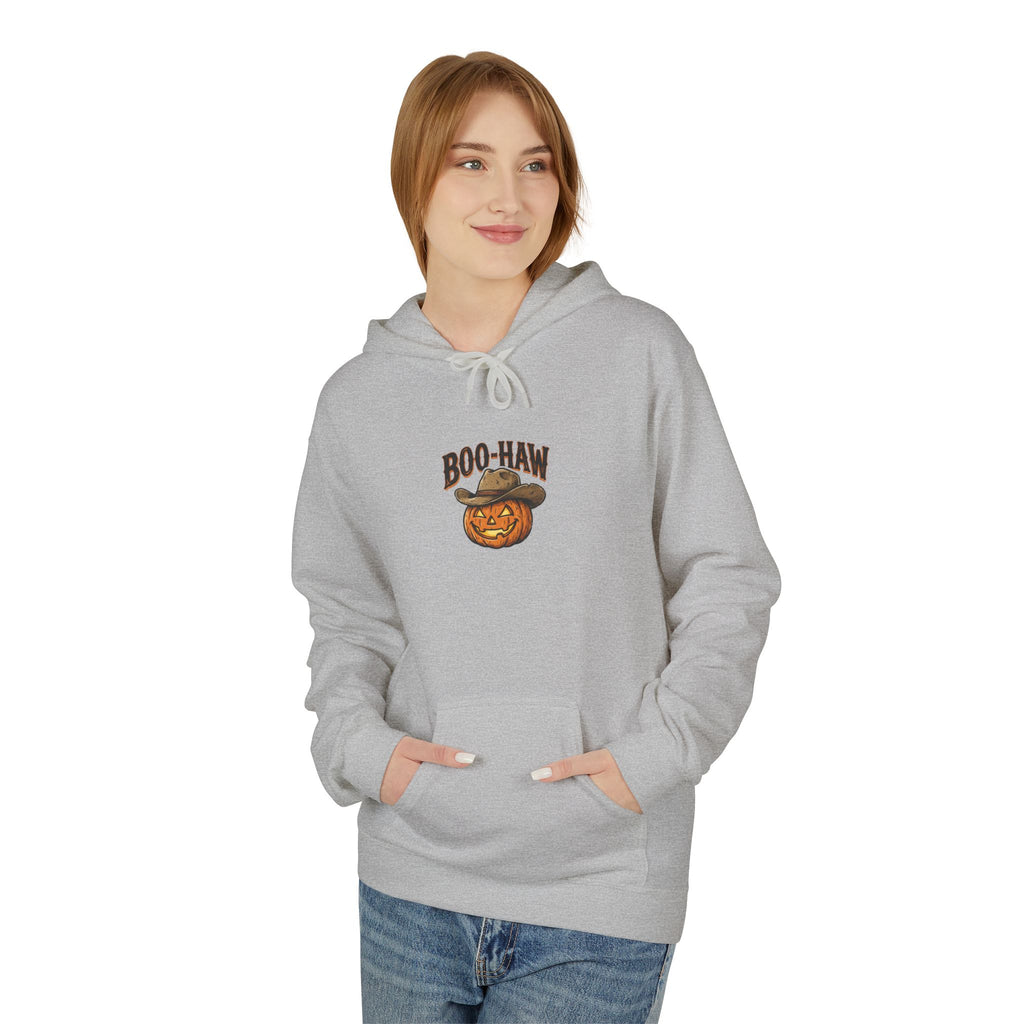 Boo-Haw Halloween Hoodie ~ Wildflowers & Moonshine — Cowgirl Scarecrow Pumpkin Fall Pullover