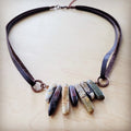 Picasso Jasper Stone Collar Necklace w/ Genuine Leather Cord 261f