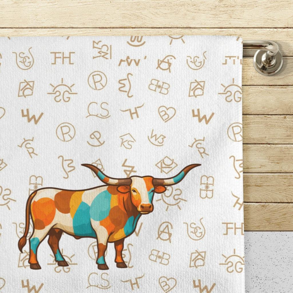 Set of 4 Minimalistic Cowboy Western Cattle Brands Kitchen Towels