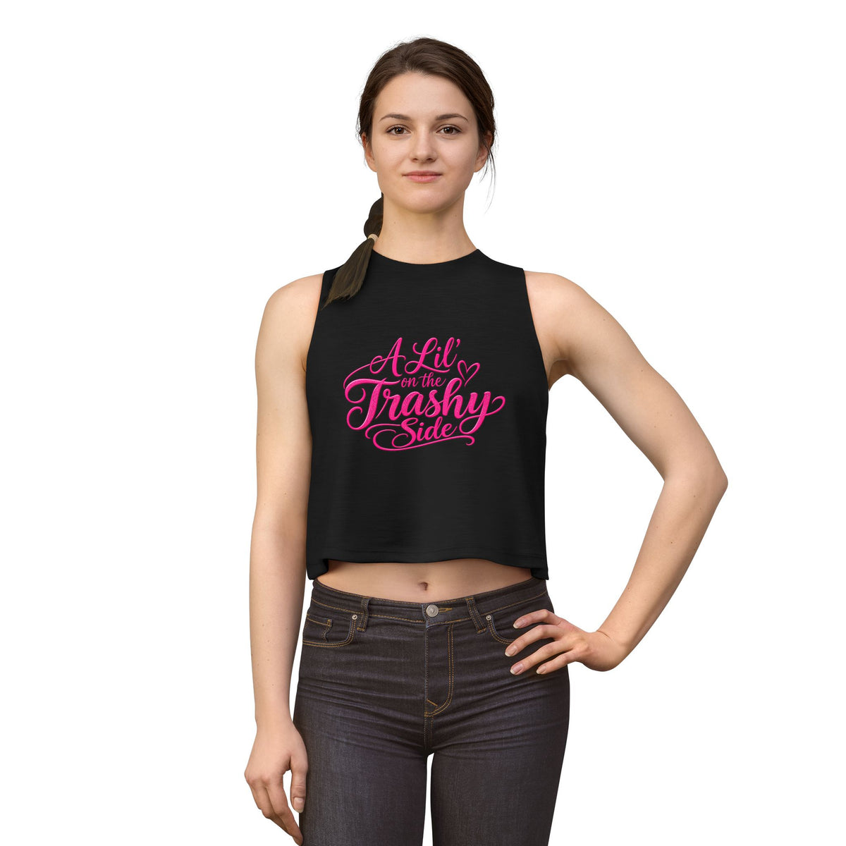 A Lil' on the Trashy Side Hot Pink Lettering Crop Top