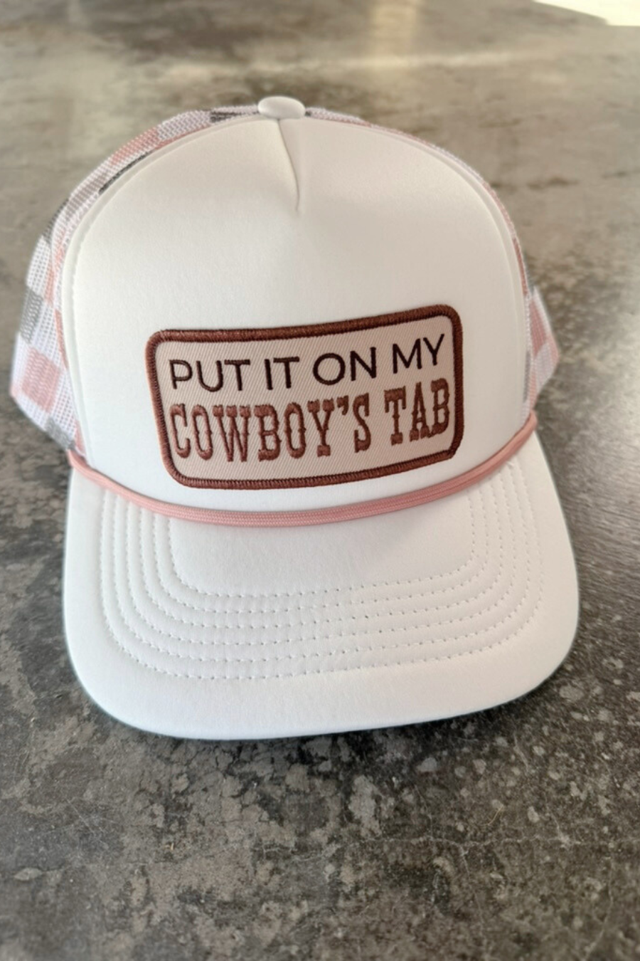 Put it on my Cowboys Tab - Embroidered Patch on Checkered Hat