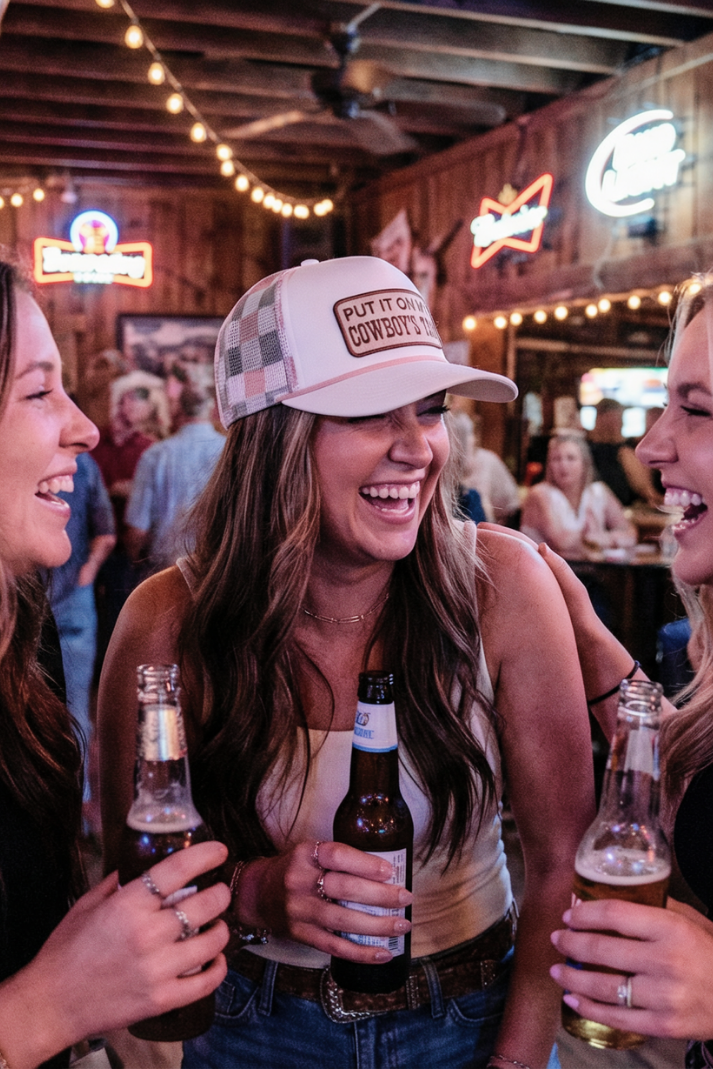 Put it on my Cowboys Tab - Embroidered Patch on Checkered Hat