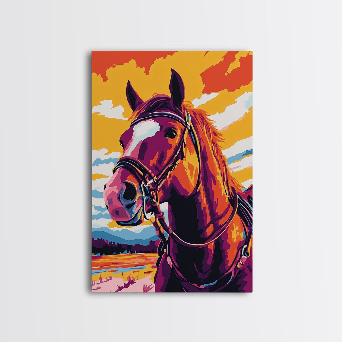 Vibrant Horse, Colorful Art, Vintage Horse Art, Pink Orange Wall Art, Canvas Print, Western Wall Art, Southwest Art, Farmhouse Decor
