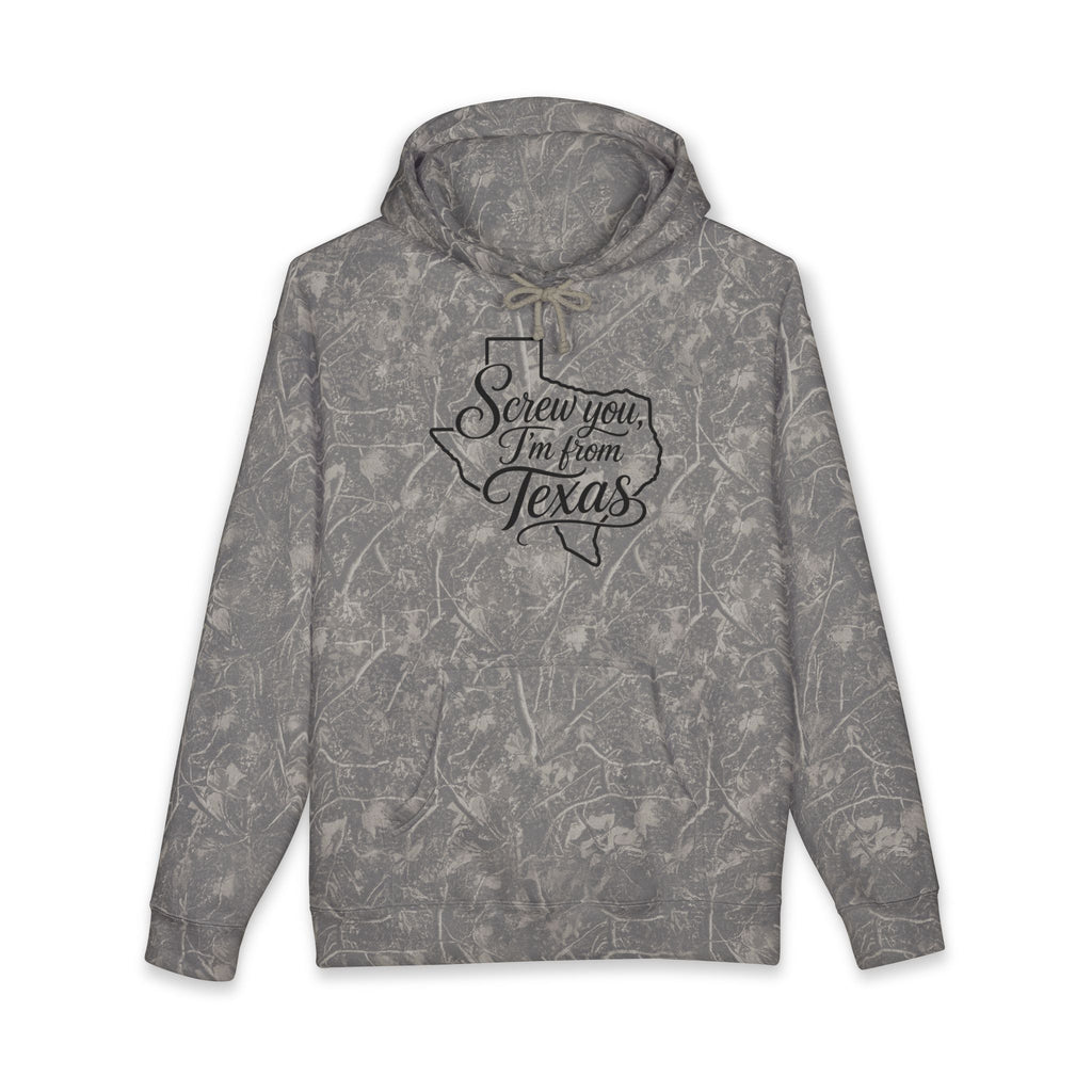 "Screw You, I'm From Texas" Distressed Camo Hoodie - Wildflowers & Moonshine Exclusive