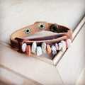 Leather Narrow Cuff with Aqua Terra Stones 005f