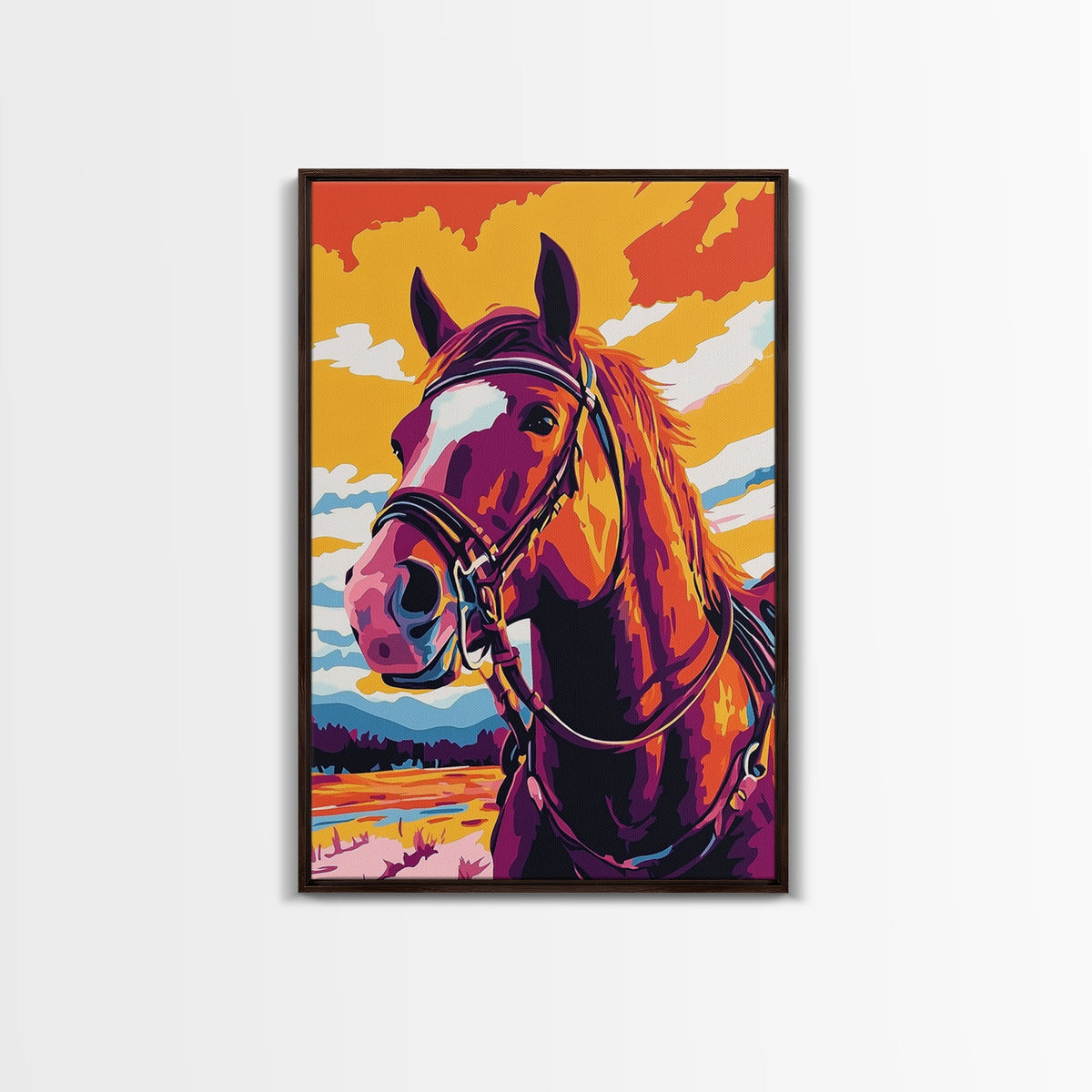 Vibrant Horse, Colorful Art, Vintage Horse Art, Pink Orange Wall Art, Canvas Print, Western Wall Art, Southwest Art, Farmhouse Decor