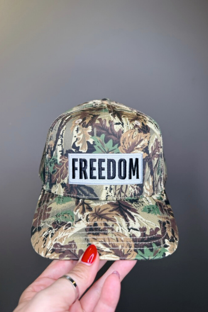 Freedom - Embroidered Patch on Camo Structured Cap