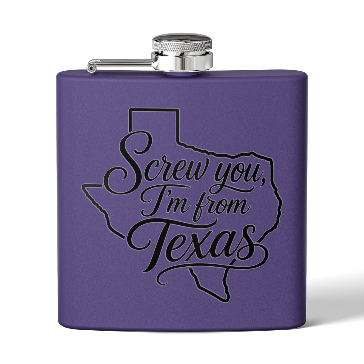 Texas Stainless Flask – “Screw You, I’m From Texas” 6oz Hip Flask (Aqua) - Wildflowers & Moonshine Exclusive