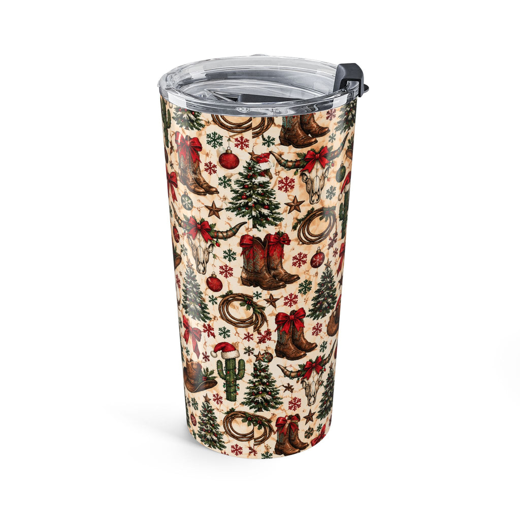 20oz Western Christmas Tumbler – Cowboy Boots, Cactus & Tree Holiday Travel Cup - Wildflowers & Moonshine Exclusive